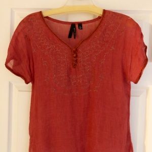 Willie smith short sleeve top women rusty red
